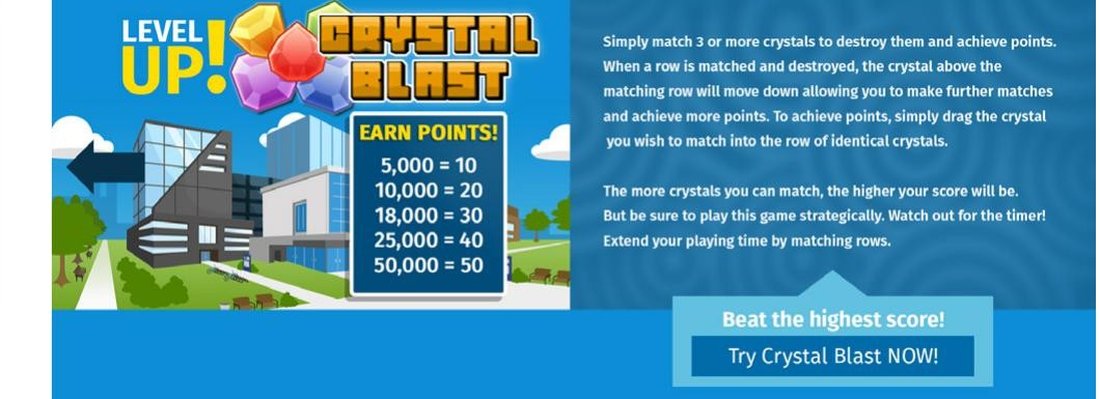 Crystal Blast, one of the LEVEL UP! arcade games built to reward participation